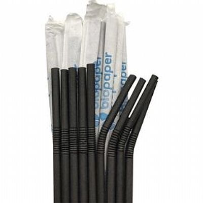 Καλαμάκι Χάρτινο Frappe Σπαστό Μαύρο 1/1 (250τμχ)